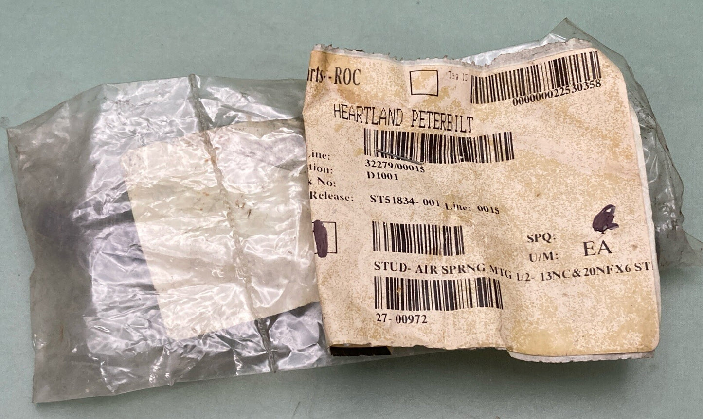 NEW GENUINE PETERBILT 27-00972 AIR SPRING STUD