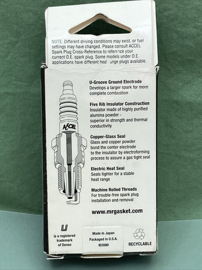 QTY 2 NEW ACCEL 2417 U-GROOVE SPARK PLUGS