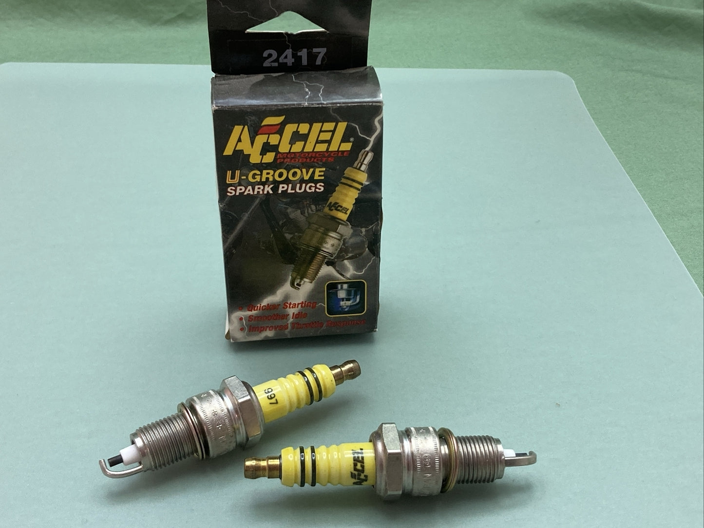 QTY 2 NEW ACCEL 2417 U-GROOVE SPARK PLUGS