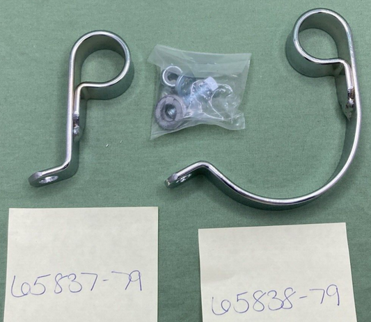 NEW REPLACES HARLEY DAVIDSON 65838-79 & 65837-79 MUFFLER CLAMPS CHROME W/ HRDWRE