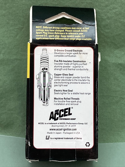 QTY 2 NEW ACCEL 2418P U-GROOVE SPARK PLUGS