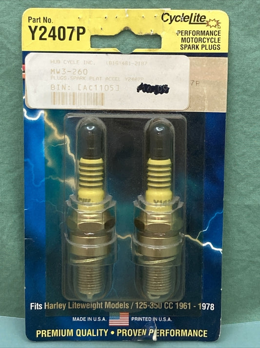 QTY 2 NEW ACCEL 2407P CYCLE LITE SPARK PLUGS