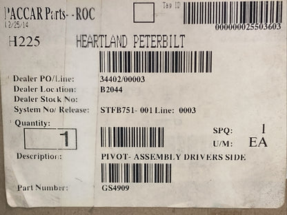 NEW GENUINE PACCAR GS4909 PIVOT-ASSEMBLY DRIVERS SIDE GS4909-1