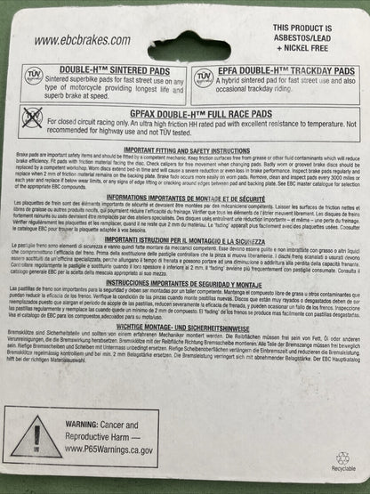 NEW EBC BRAKES FA69/3HH Double-H Sintered Brake Pads HONDA