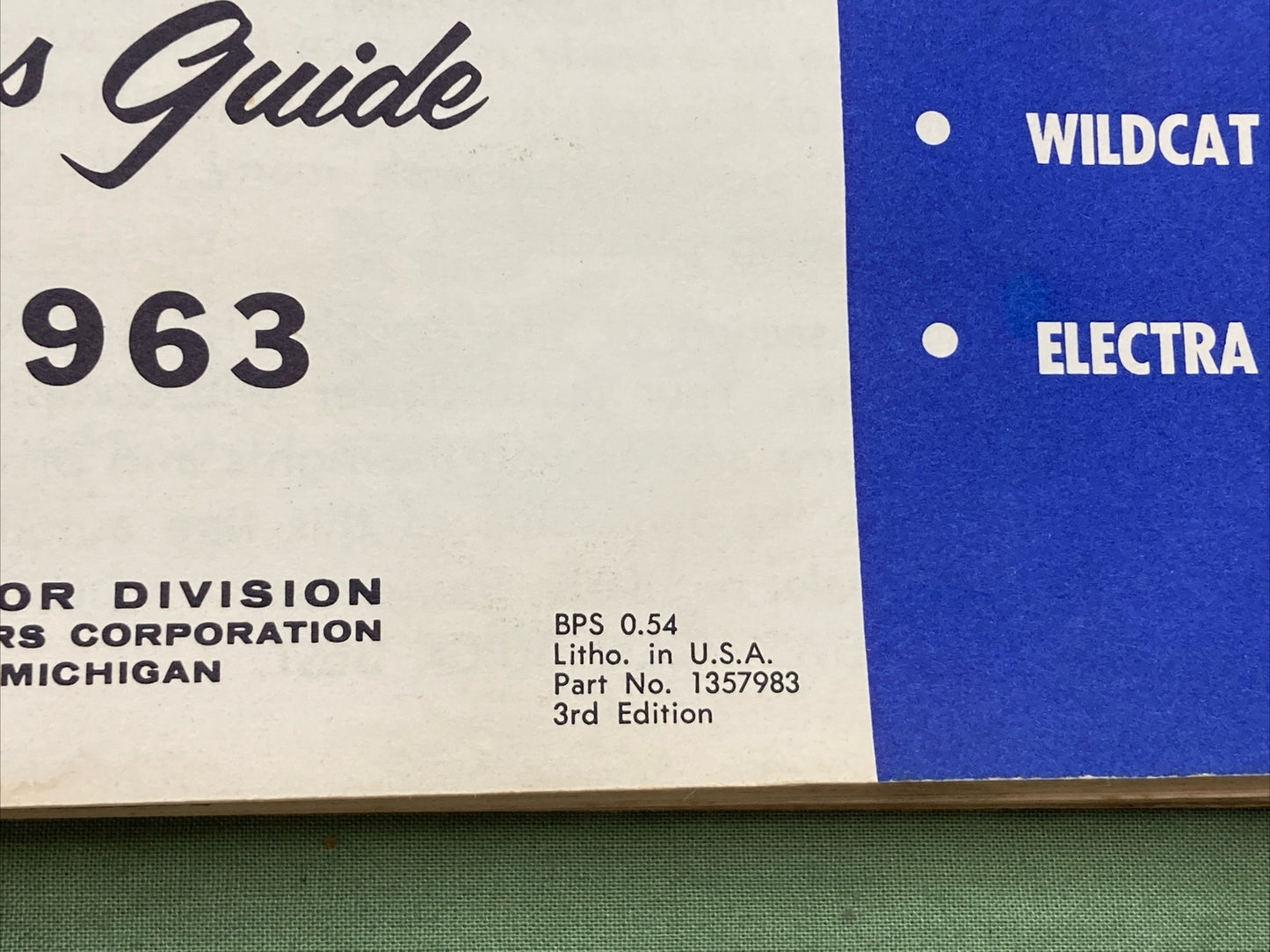 NEW BUICK 1357983 OWNER'S GUIDE/OWNER PROTECTION PLAN 1963 LESABRE-INVICTA 225