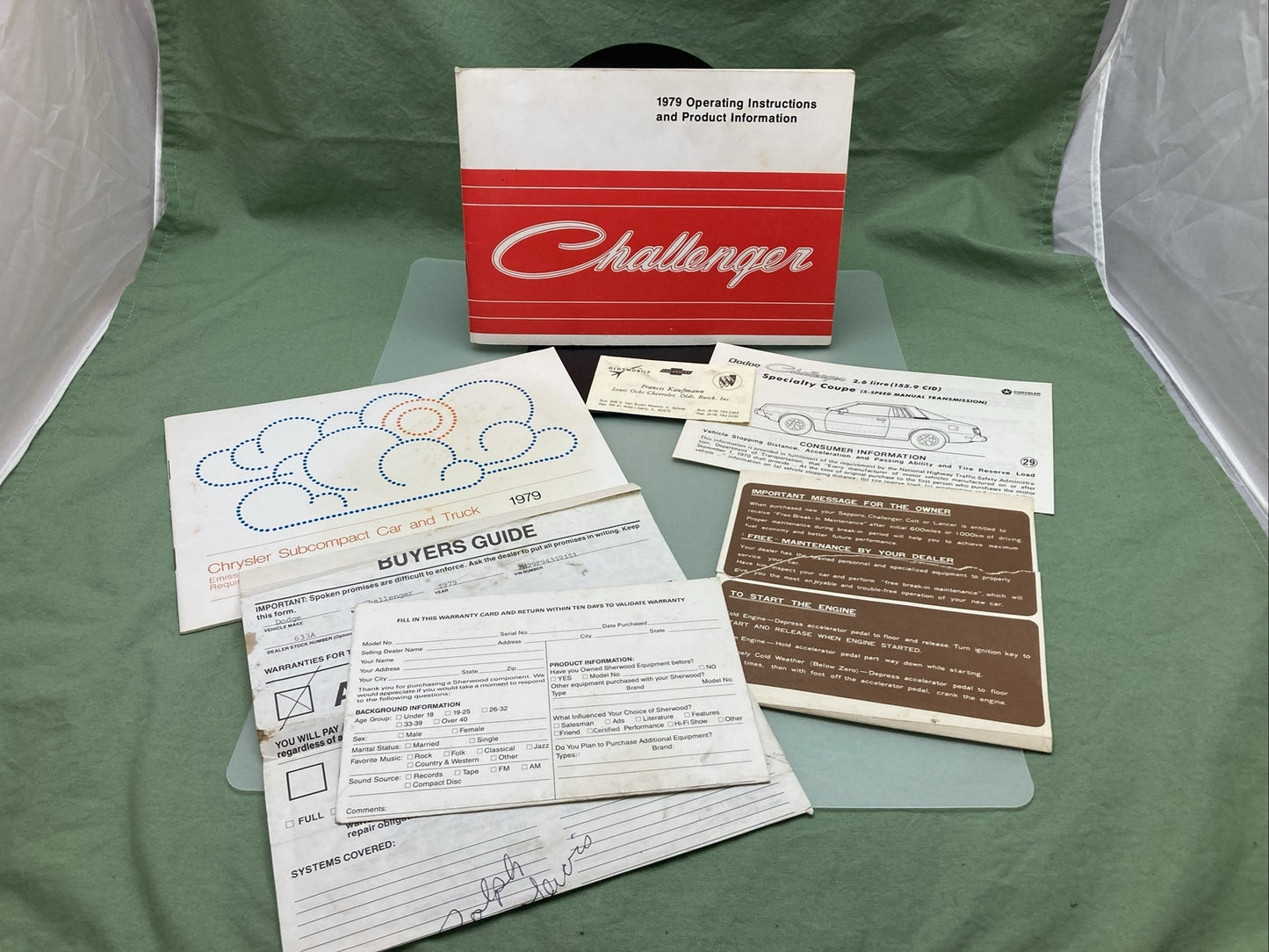 CHALLENGER 81-328-9205 OPERATING INSTRUCTIONS AND PRODUCT INFO 1979, AND PAPERS
