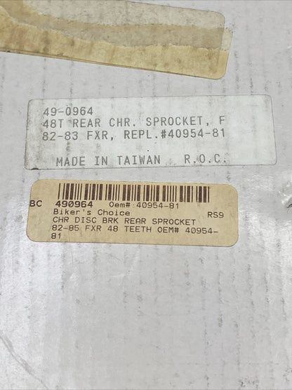 NEW BIKER'S CHOICE 40954-81 FOR HARLEY DAVIDSON CHR DISC BRK REAR SPROCKET 48T