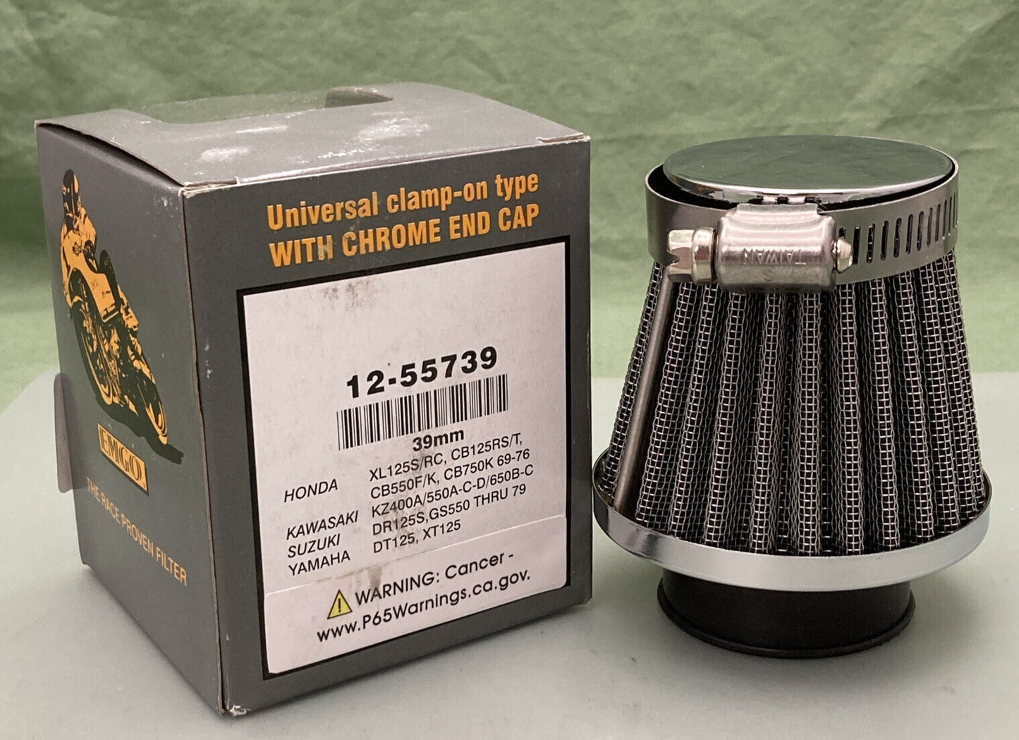 NEW EMGO 12-55739 TAPERED AIR FILTER 39MM