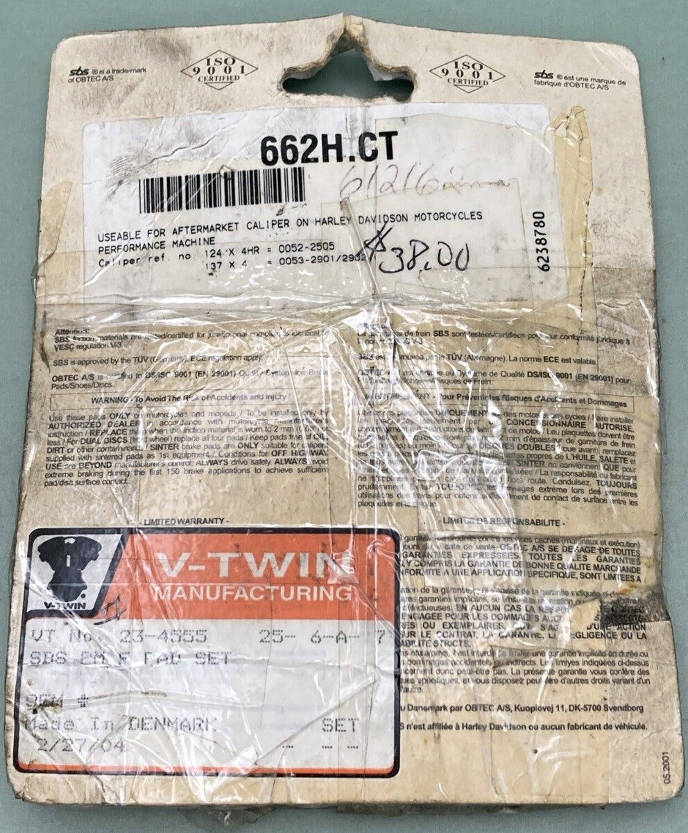 NEW SBS 662H-CT Carbon Tech High-Performance Brake Pads