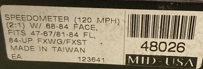 NEW GENUINE MID USA 48026 SPEEDOMETER FITS '47-67 81-84 HARLEY DAVIDSON