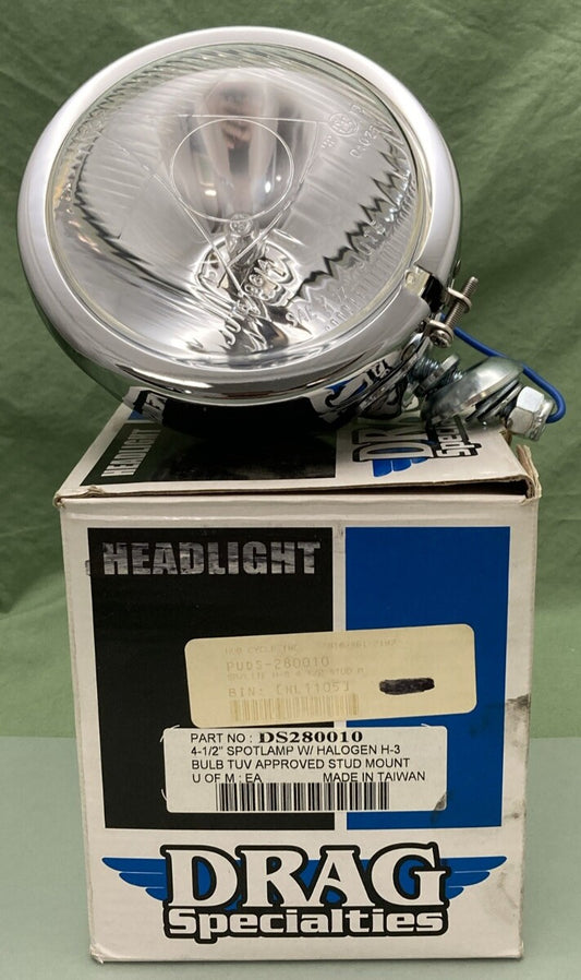 NEW DRAG SPECIALTIES DS280010 SPOTLAMP WITH HALOGEN H-3 BULB FOR HARLEY DAVIDSON