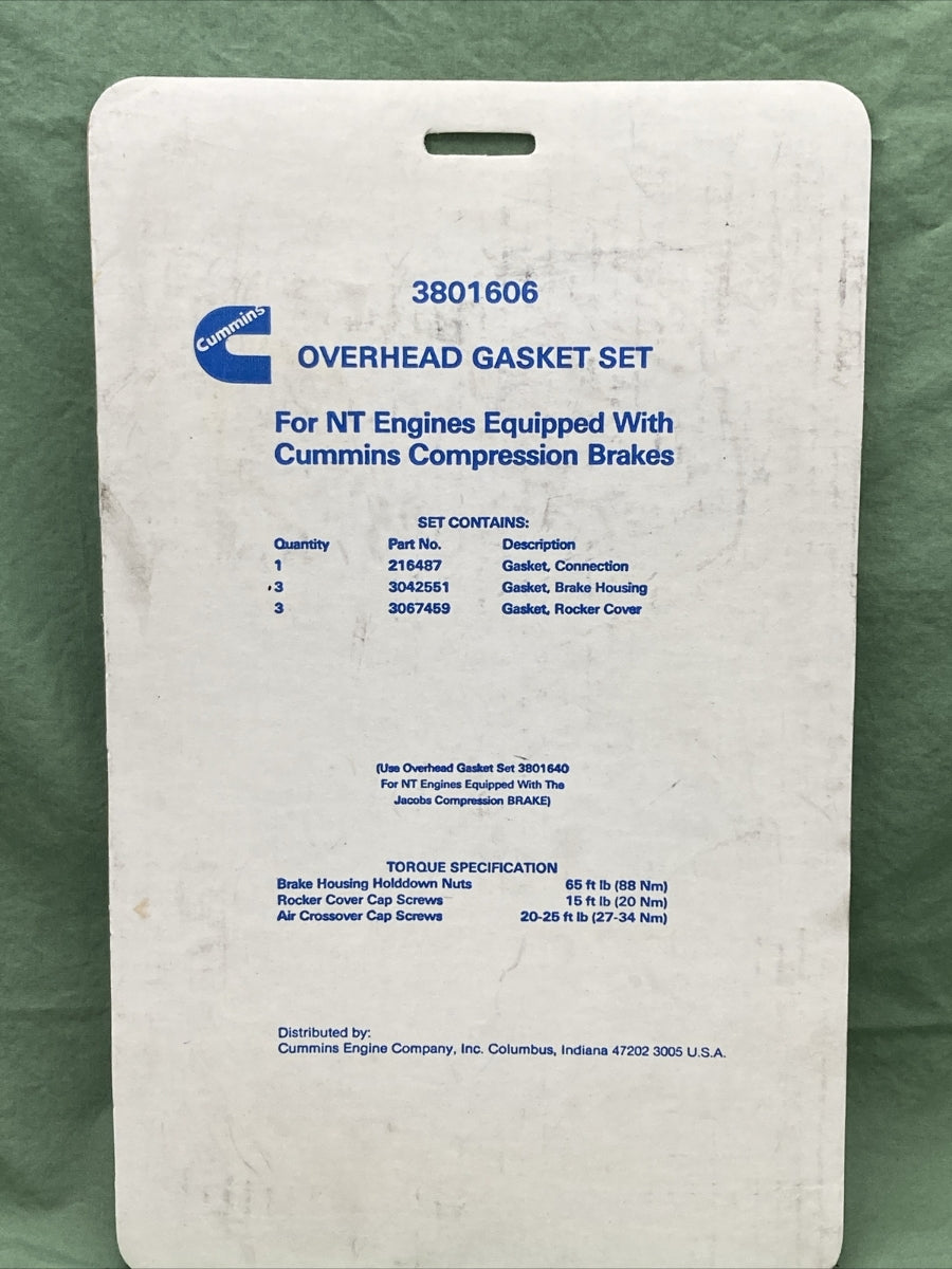 NEW CUMMINS 3801606 OVERHEAD GASKET SET, INCOMPLETE SET