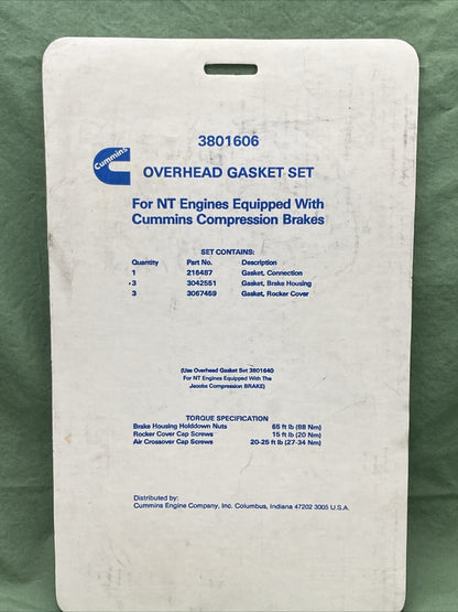 NEW CUMMINS 3801606 OVERHEAD GASKET SET, INCOMPLETE SET