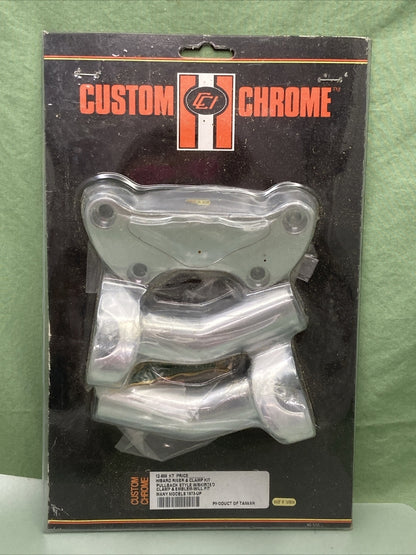 NEW CUSTOM CHROME 12-655 HANDLE BAR RISER AND CLAMP KIT PULLBACK STYLE