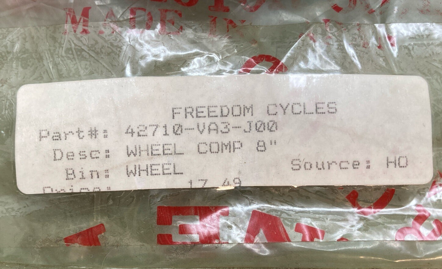 NEW GENUINE HONDA 42710-VA3-J00 WHEEL COMP 8"