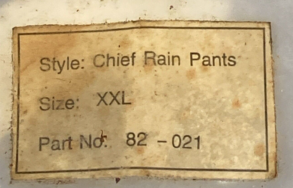 NEW GENUINE INDIAN RAIN GEAR 151-013 CHIEF PANTS 2XL