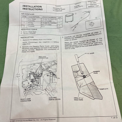 NEW GENUINE HONDA 08174-75200 HOUR METER KIT