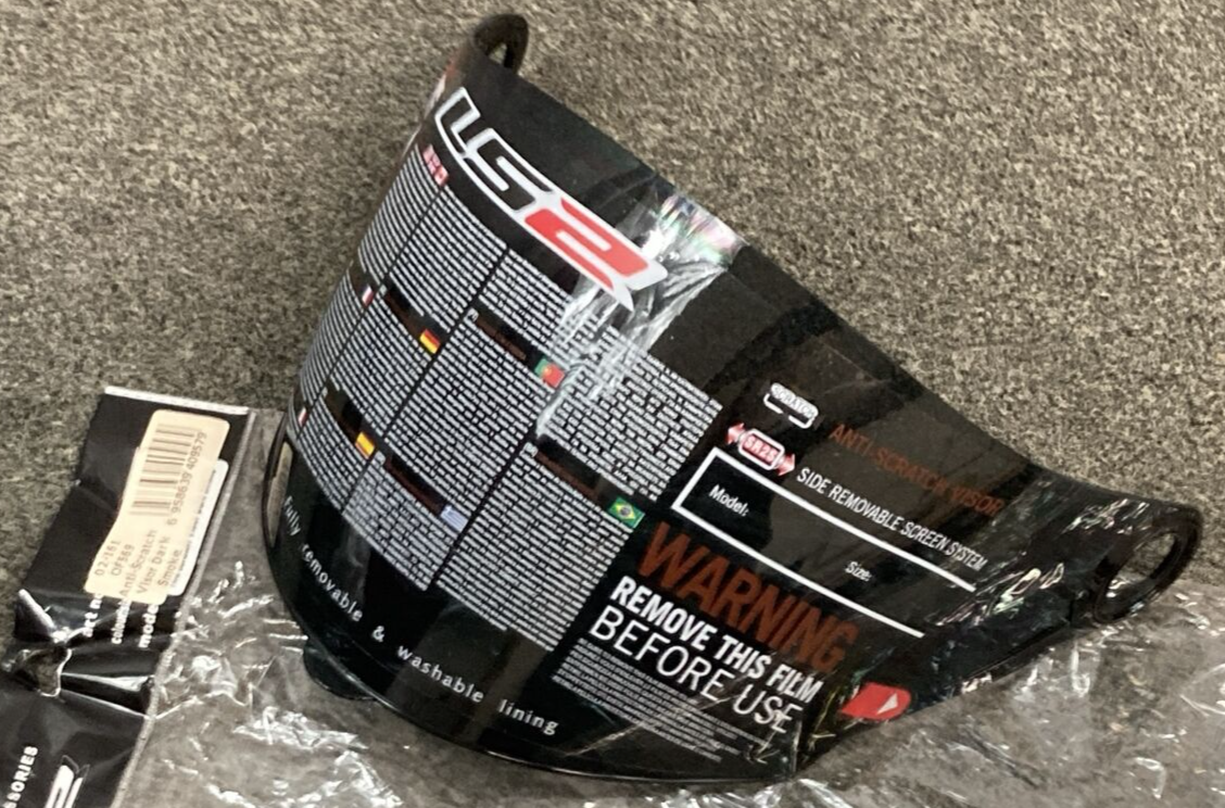 NEW LS2 02-161 HELMET VISOR SHIELD ANTI-SCRATCH DARK SMOKE OF569