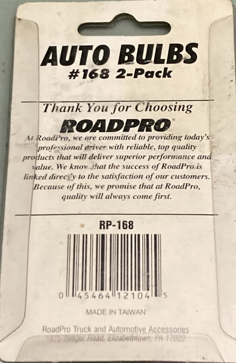 QTY 2 NEW GENUINE ROADPRO RP-168 HEAVY DUTY AUTO BULB