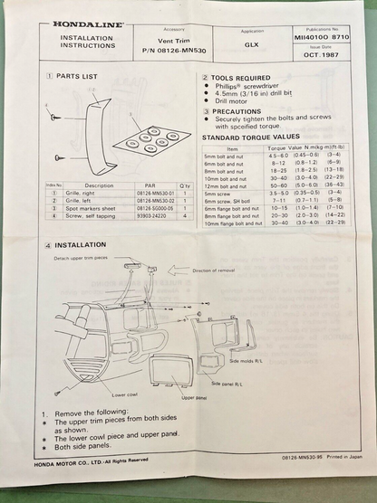 NEW GENUINE HONDA 08126-MT230D TRIM EXIT VENT WINE