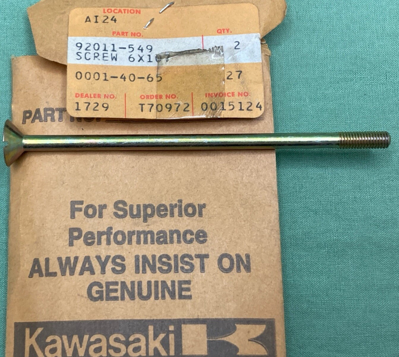 NEW REPLACES KAWASAKI 92011-549 SCREW 6X107 STARTER MOTER JETSKI