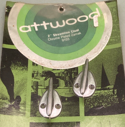 QTY 2 NEW GENUINE ATTWOOD 9103 2" STREAMLINE CLEAT CHROME PLATED ZAMAK