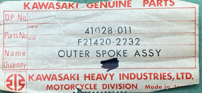 NEW GENUINE KAWASAKI 41028-011 SPOKE-ASY REAR OUTER #9 X 160.5 MM X 83