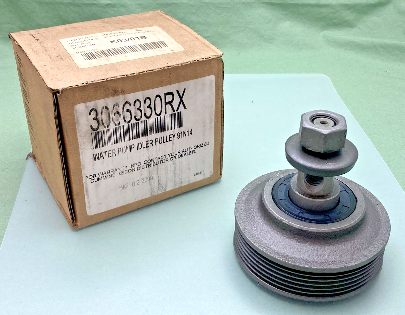 NEW CUMMINS 3066330RX WATER PUMP IDLER PULLEY 91N14