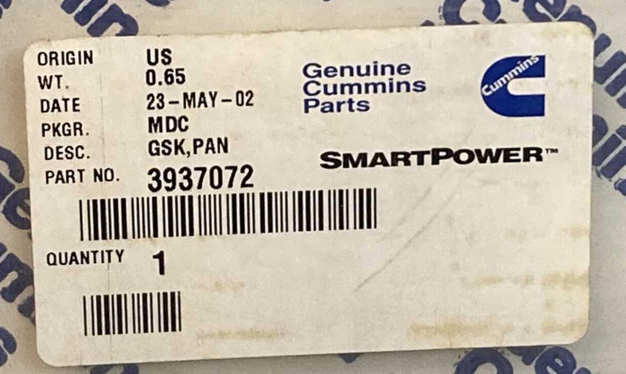 NEW CUMMINS 3937072 OIL PAN GASKET