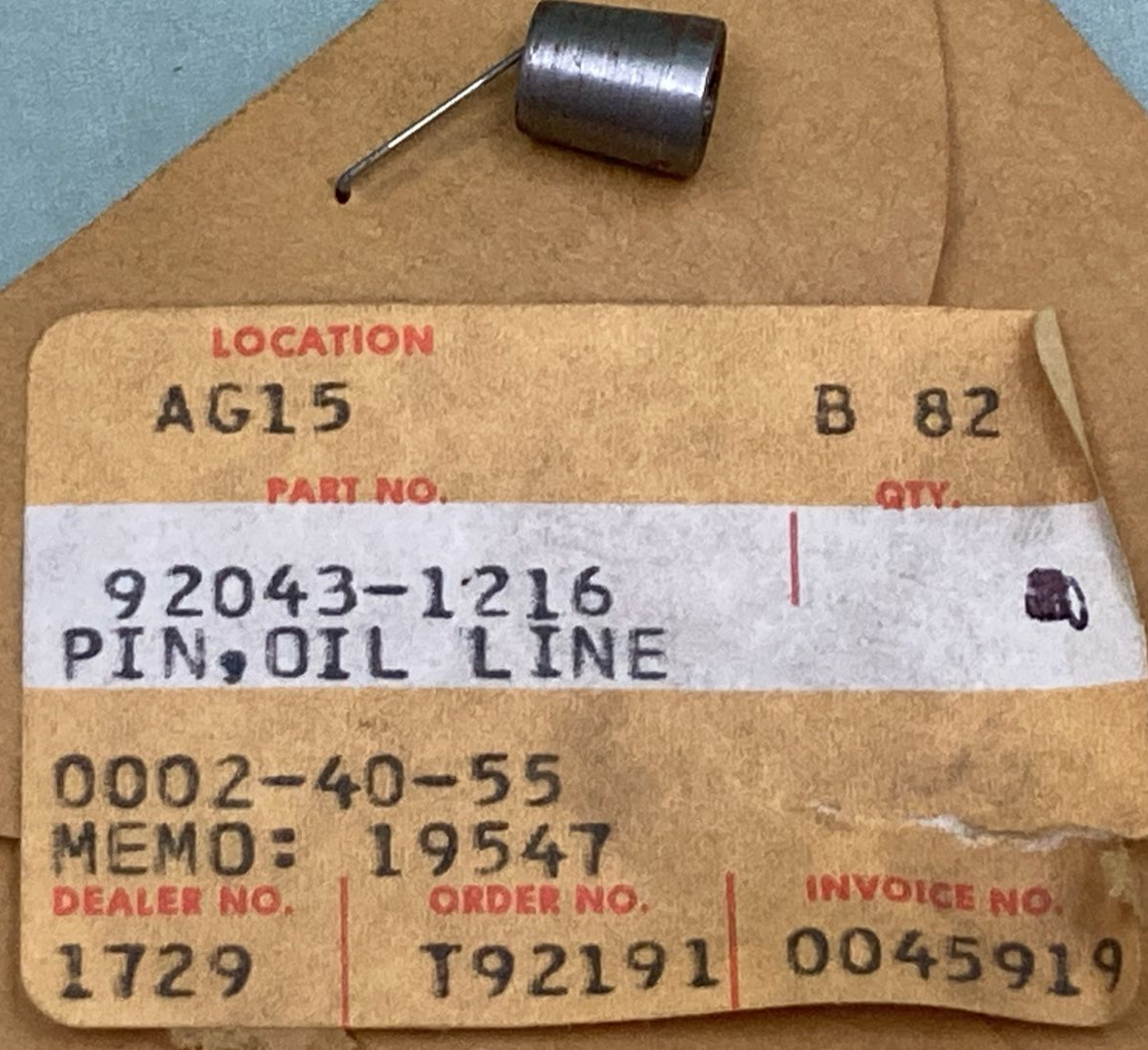 NEW REPLACES KAWASAKI 92043-1216 PIN OIL LINE