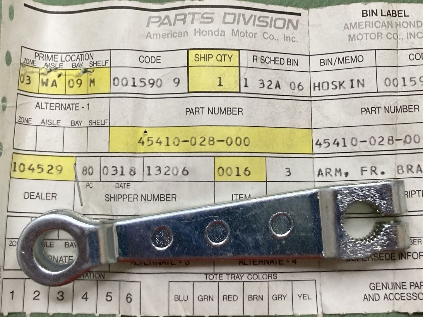 NEW GENUINE HONDA 45410-028-000 ARM FRONT BRAKE