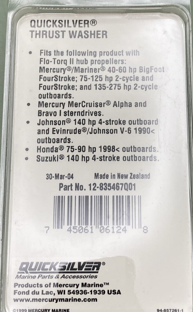 NEW MERCURY QUICKSILVER 12-835467Q01 THURST WASH GEAR HSNG OUTBOARD 150-300HP