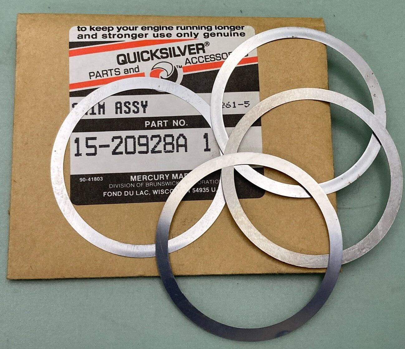 NEW MERCURY QUICKSILVER 15-20928A 1 SHIM SET GEAR HSNG ASM OUTBOARD 30-40HP