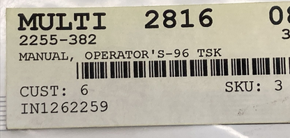 NEW GENUINE TIGERSHARK 2255-382 OPERATORS MANUAL 96 TSK