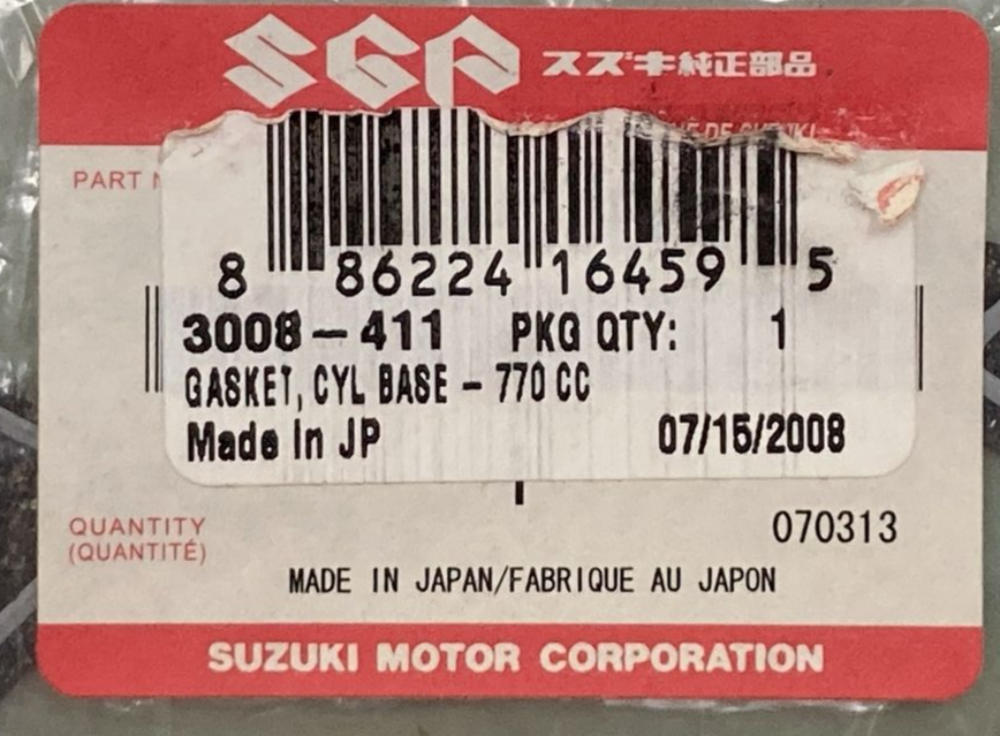 NEW GENUINE SUZUKI 11241-98E60 GASKET CYLINDER BASE TIGERSHARK 3008-411