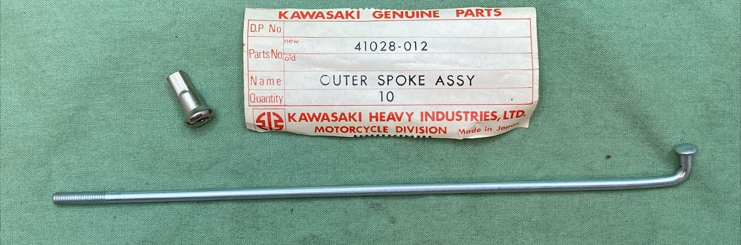 QTY 10 NEW GENUINE KAWASAKI 41028-012 SPOKE-ASY, FR OUTER | #10 X 173 MM X 82.5