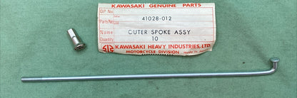 QTY 10 NEW GENUINE KAWASAKI 41028-012 SPOKE-ASY, FR OUTER | #10 X 173 MM X 82.5