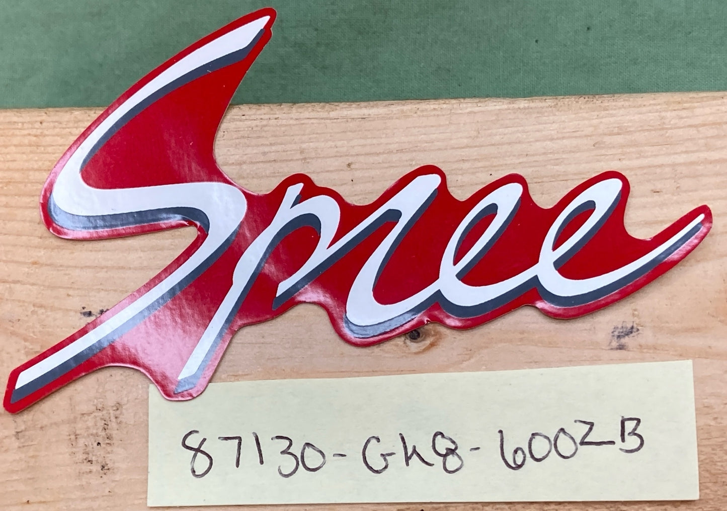 NEW REPLACES HONDA 87130-GK8-600ZB MARK, FR. COVER, RED BASE, WHITE LETTERS