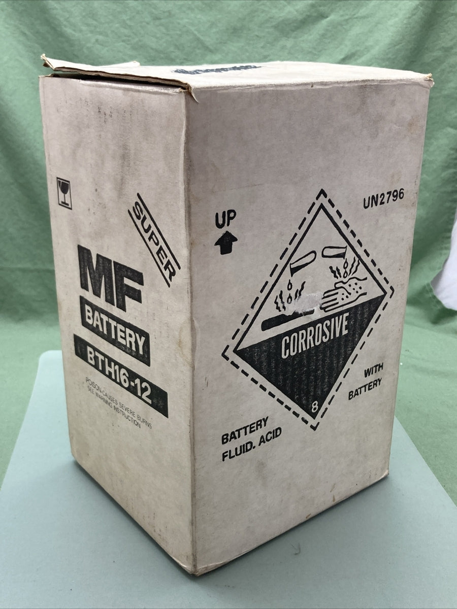 NEW BIKE MASTER BTH16-12 BATTERY, INCLUDES ACID PACK, 12V