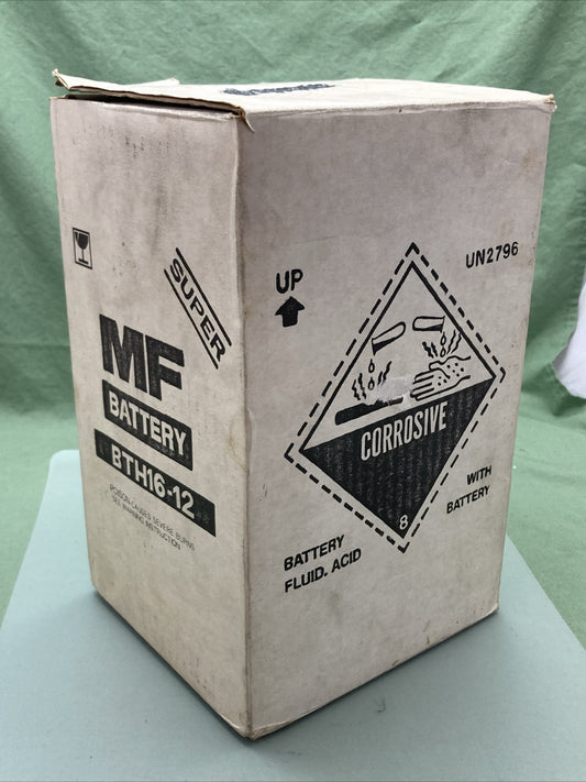 NEW BIKE MASTER BTH16-12 BATTERY, INCLUDES ACID PACK, 12V