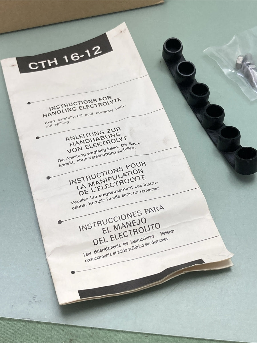 NEW BIKE MASTER BTH16-12 BATTERY, INCLUDES ACID PACK, 12V