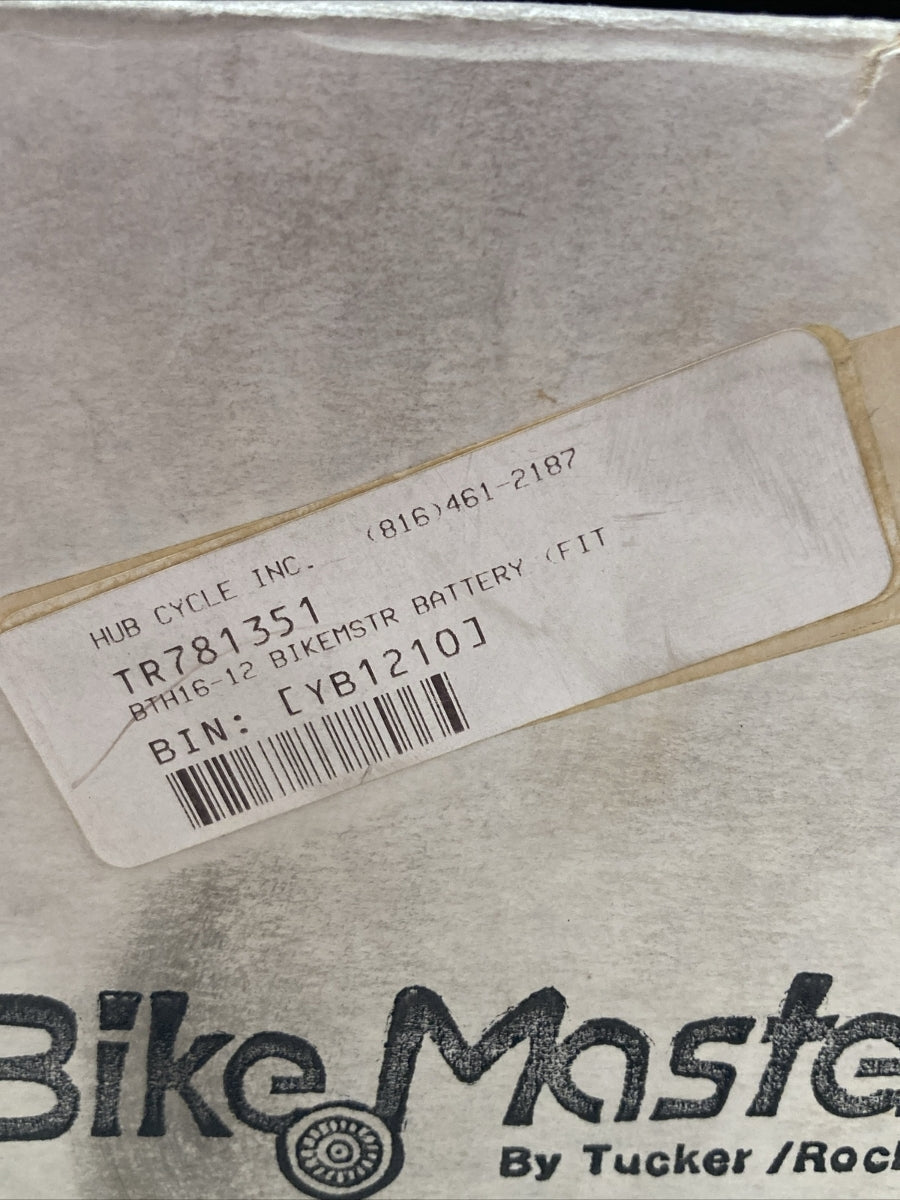 NEW BIKE MASTER BTH16-12 BATTERY, INCLUDES ACID PACK, 12V