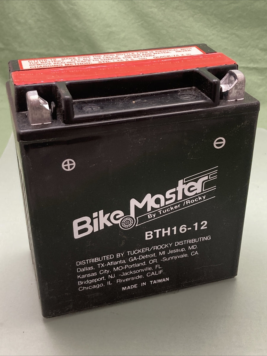 NEW BIKE MASTER BTH16-12 BATTERY, INCLUDES ACID PACK, 12V