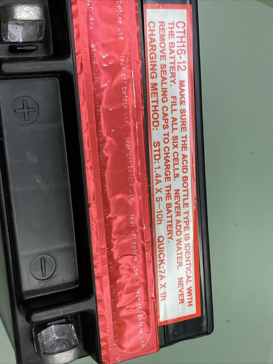 NEW BIKE MASTER BTH16-12 BATTERY, INCLUDES ACID PACK, 12V