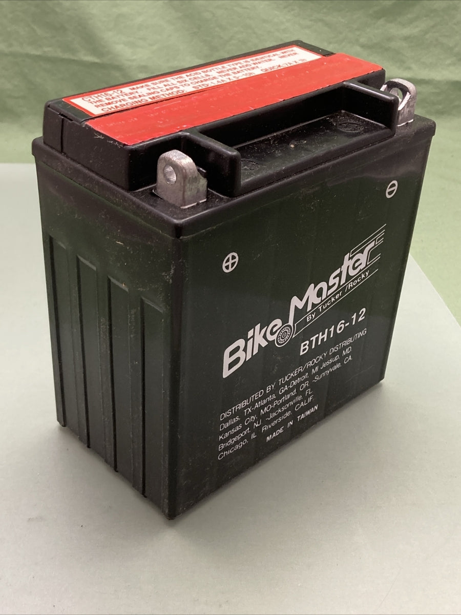 NEW BIKE MASTER BTH16-12 BATTERY, INCLUDES ACID PACK, 12V