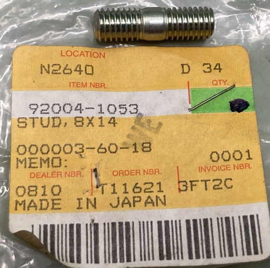 NEW REPLACES KAWASAKI 92004-1053 STUD 8X14 REAR HUB