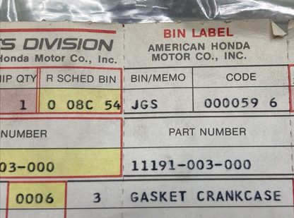 NEW GENUINE HONDA 11191-003-000 GASKET CRANKCASE COVER