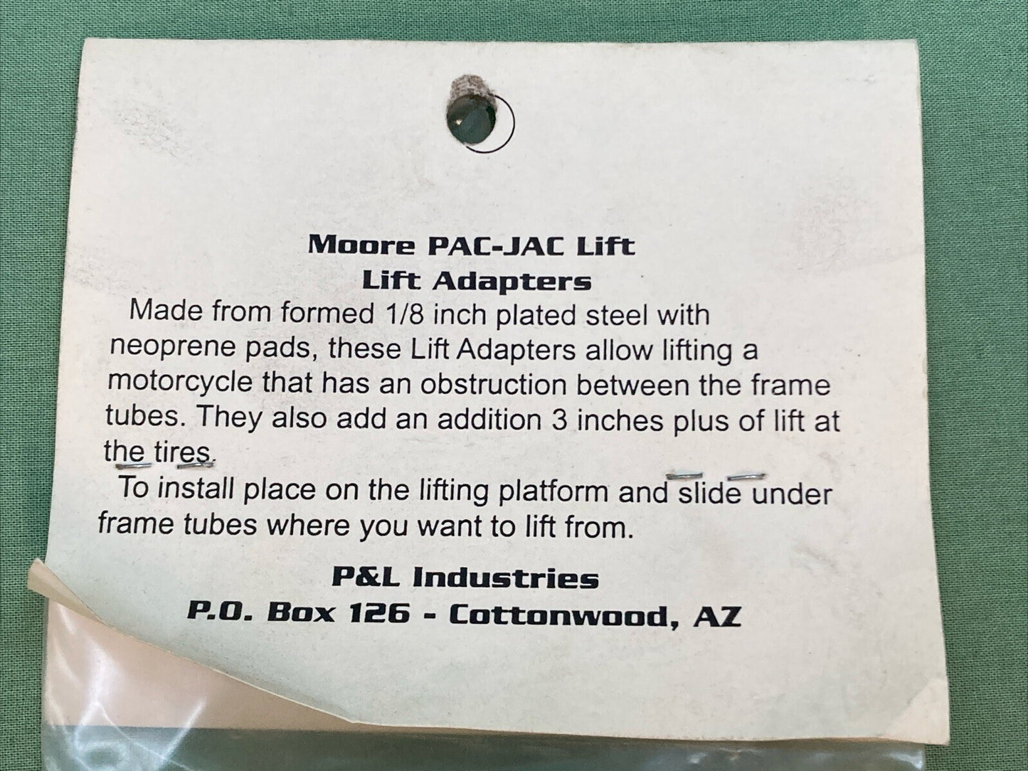 NEW MOORE PAC-JAC LIFT ADAPTERS