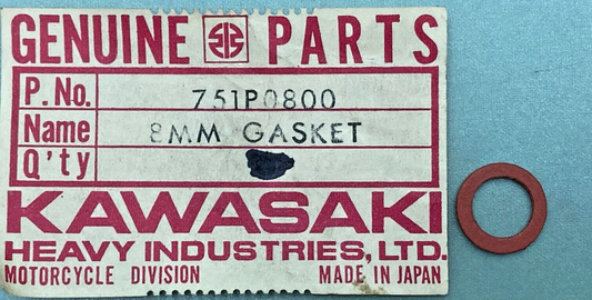QTY 2 NEW GENUINE KAWASAKI 751P0800 GASKET 8MM