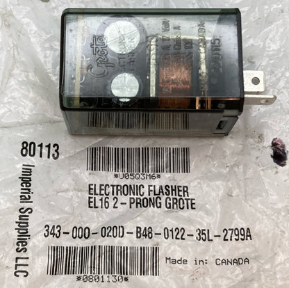 NEW IMPERIAL 80113 2-Prong Electro-Mechanical Flasher, 35 A, 11-15 V, Clear